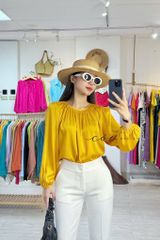 Áo lụa cổ nhún tay phồng Cói Design