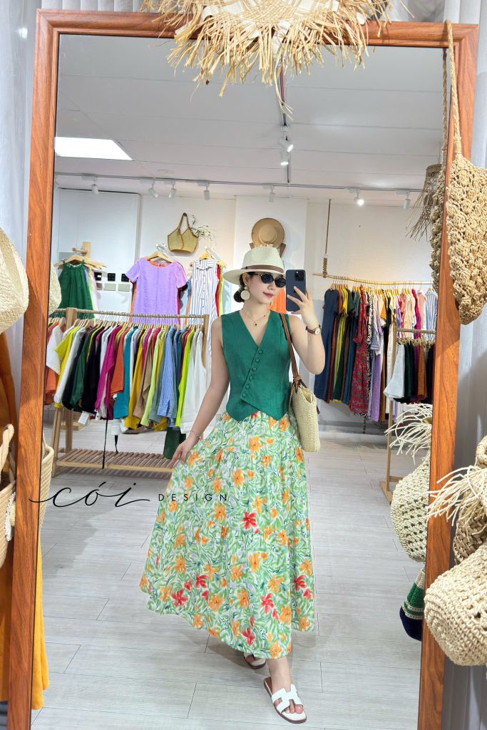 Chân váy tầng Linen tưng premium Cói Design