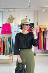 Áo lụa cổ nhún tay phồng Cói Design