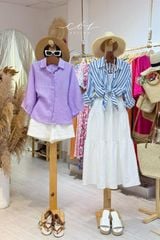 Áo cánh dơi cổ sơ mi Linen tưng premium Cói Design