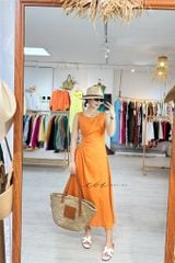 Đầm linen rút túi sát nách Cói Design
