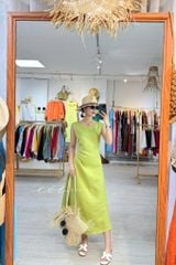 Đầm linen rút túi sát nách Cói Design