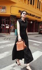 Đầm sơ mi xếp ly eo linen tưng premium Cói Design