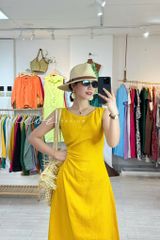 Đầm linen rút túi sát nách Cói Design