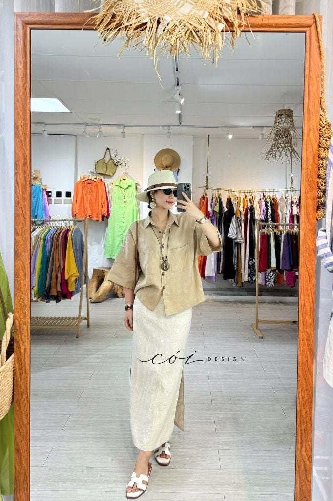 Áo sơ mi hàng nút đôi linen tưng premium Cói Design