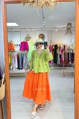 Áo Thêu hoa tay phồng cổ xếp nhún linen tưng premium Cói Design