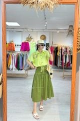 Áo Thêu hoa túi croptop rút eo linen tưng premium Cói Design