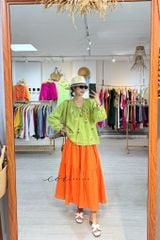Áo Thêu hoa tay phồng cổ xếp nhún linen tưng premium Cói Design