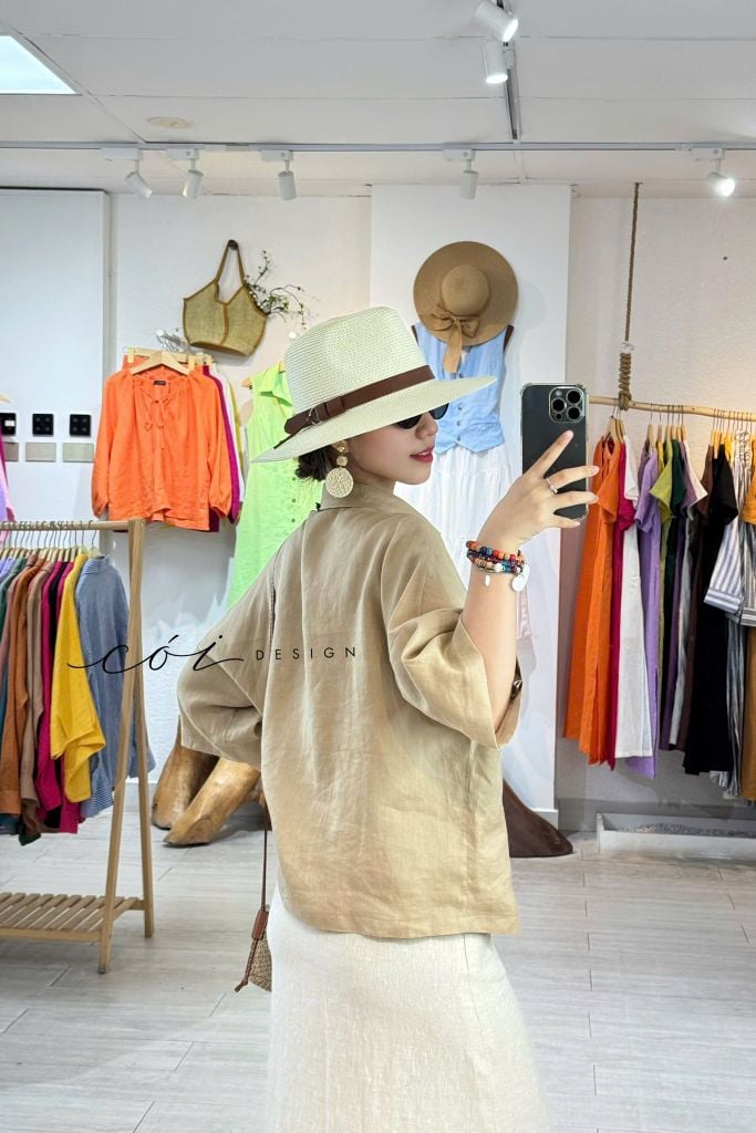 Áo sơ mi hàng nút đôi linen tưng premium Cói Design