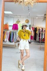Áo Thêu hoa túi croptop rút eo linen tưng premium Cói Design