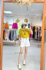 Áo Thêu hoa túi croptop rút eo linen tưng premium Cói Design