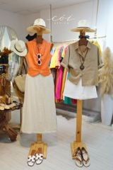 Chân váy xẻ 2 bên Linen tưng premium Cói Design