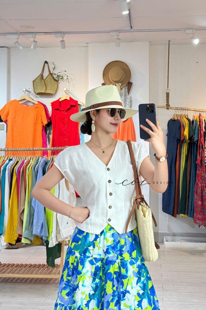 Chân váy tầng Linen tưng premium Cói Design