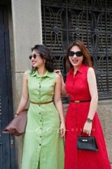 Đầm sát nách cổ sơ mi Linen tưng premium Cói Design