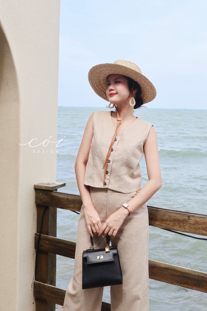 Set áo gile quần dài linen Hàn Cói Design