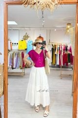 Áo tay xếp lưng đan dây chéo Linen Tưng Cói Design