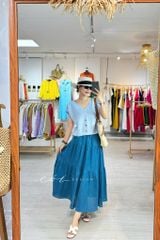 Áo tay xếp lưng đan dây chéo Linen Tưng Cói Design