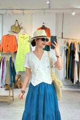 Áo gile xéo nút tay ngắn linen tưng premium Cói Design
