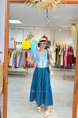 Áo tay xếp lưng đan dây chéo Linen Tưng Cói Design