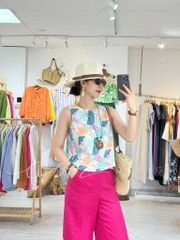 Áo cổ tròn sát nách nút dừa phía lưng Linen tưng premium Cói Design