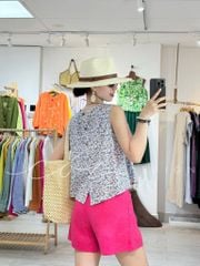 Áo cổ tròn sát nách nút dừa phía lưng Linen tưng premium Cói Design