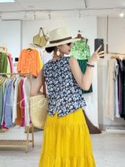 Áo cổ tròn sát nách nút dừa phía lưng Linen tưng premium Cói Design