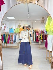 Chân váy suông lưng thun linen tưng Cói Design