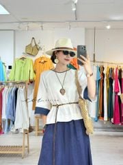 Chân váy suông lưng thun linen tưng Cói Design