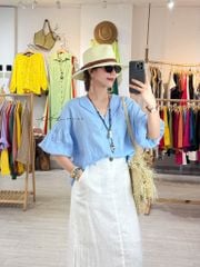 Áo cổ sam tay phồng linen tưng Cói Design