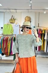 Áo tay phồng nút lưng linen hàn Cói Design