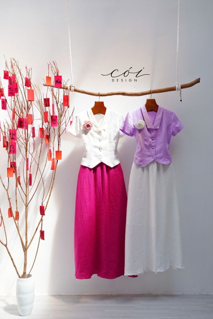 Áo cổ cánh én tay ngắn linen tưng Cói Desgin
