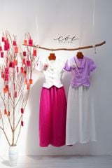 Áo cổ cánh én tay ngắn Linen tưng premium Cói Desgin