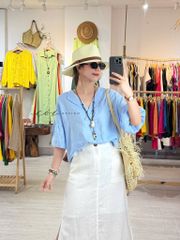 Áo cổ sam tay phồng linen tưng Cói Design