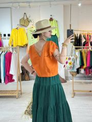 Áo tay xếp lưng đan dây chéo linen tưng premium Cói Design