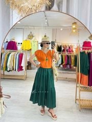 Áo tay xếp lưng đan dây chéo linen tưng premium Cói Design