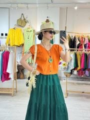 Áo tay xếp lưng đan dây chéo linen tưng premium Cói Design