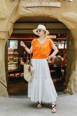 Áo tay xếp lưng đan dây chéo linen tưng premium Cói Design