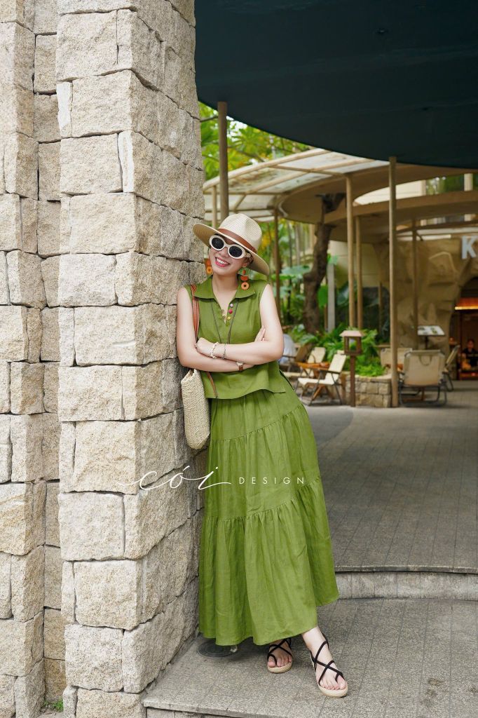 Chân váy tầng Linen tưng premium Cói Design