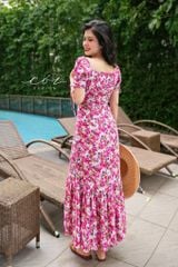 Đầm nhún ngực xẻ tà linen hàn Cói Design