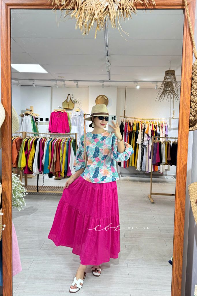 Áo tay phồng nút lưng linen hàn Cói Design