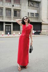Áo gile cổ cánh én Linen tưng premium Cói Design