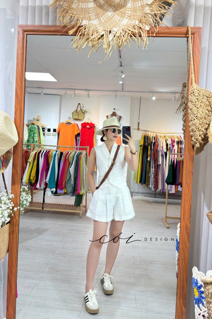 Quần short xếp ly form váy linen tưng premium Cói Design
