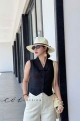 Quần suông nút bọc màu Linen tưng premium Cói Design