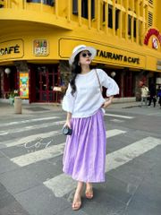 Chân váy xòe xếp ly eo linen tưng Cói Design