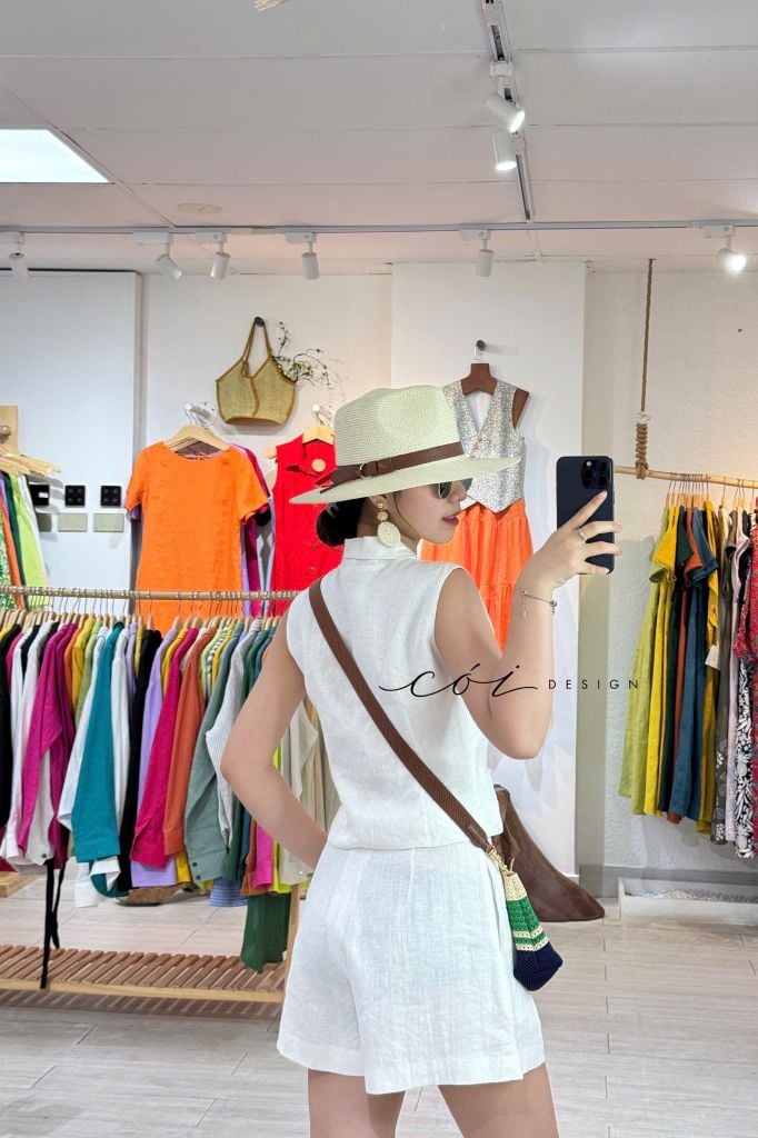 Quần short xếp ly form váy Linen tưng premium Cói Design