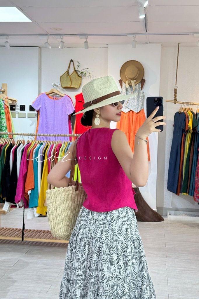 Chân váy tầng Linen tưng premium Cói Design