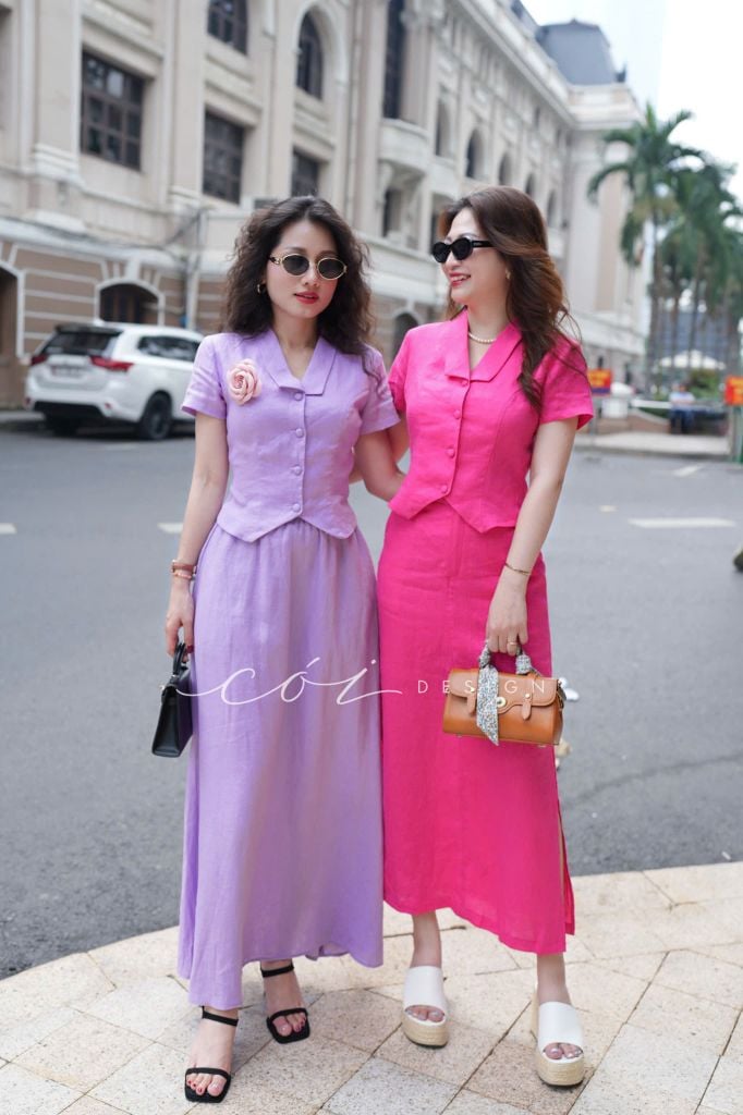 Áo cổ cánh én tay ngắn Linen tưng premium Cói Desgin