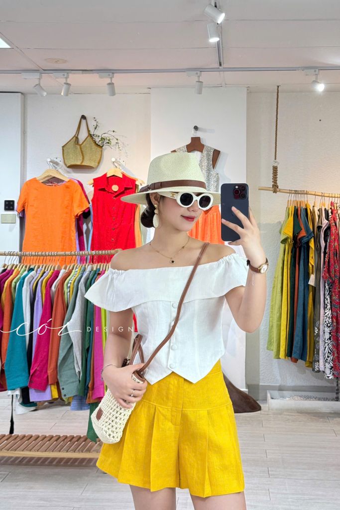 Quần short xếp ly form váy linen tưng premium Cói Design