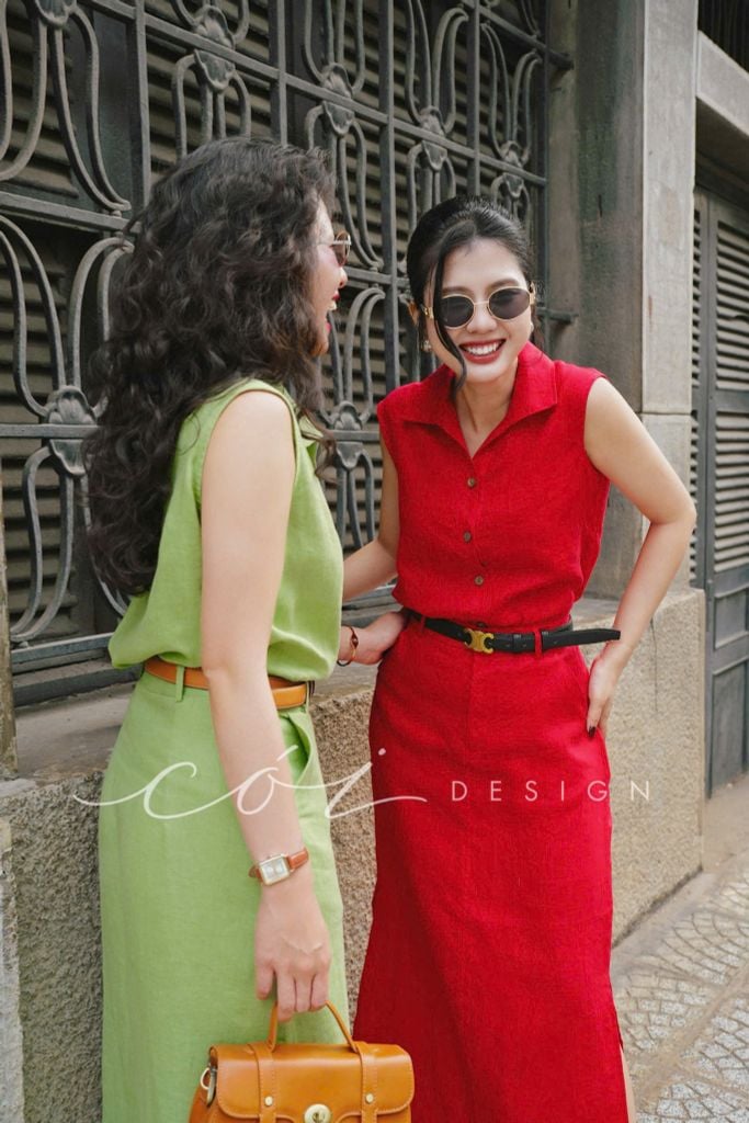 Chân váy xẻ 2 bên Linen tưng premium Cói Design
