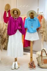 Áo sơ mi nút bọc tay liền Linen tưng premium Cói Design